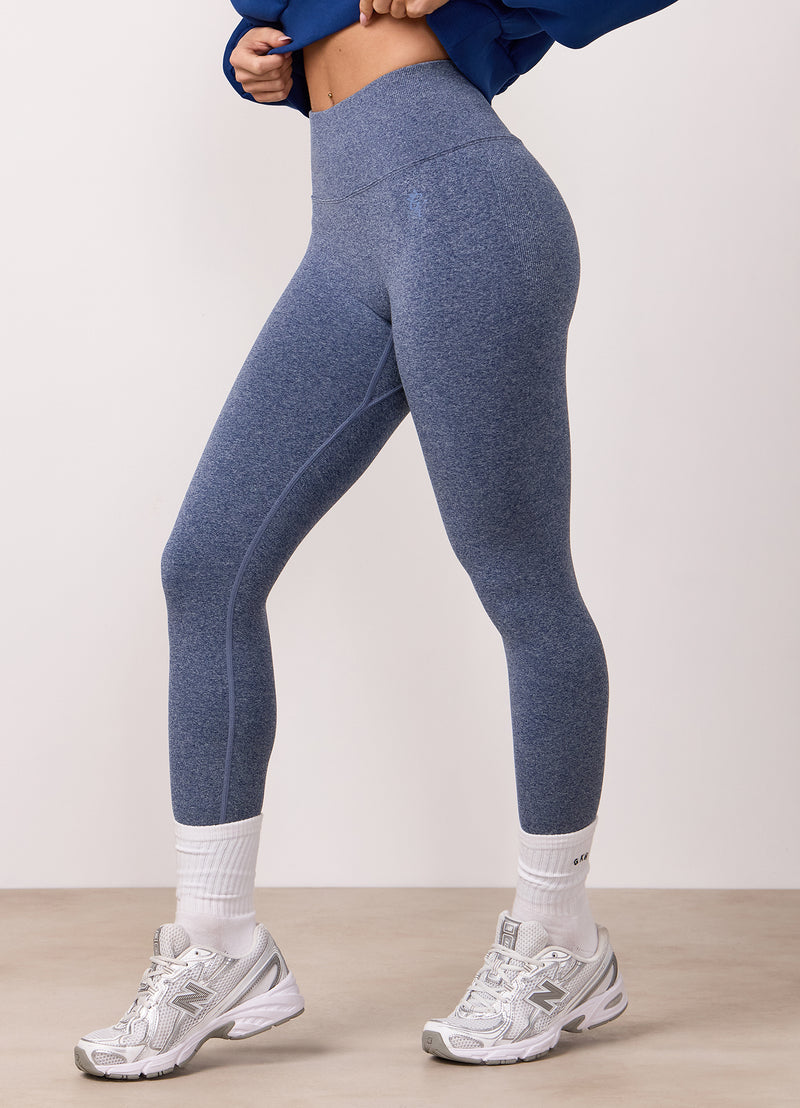 Gym King Sculpt Marl Seamless Legging - Vintage Blue Marl