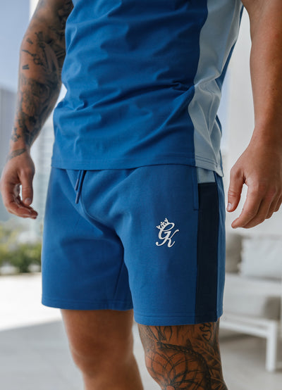 Gym King Contrast Panel Fleece Short - Riviera Blue/Sky Blue