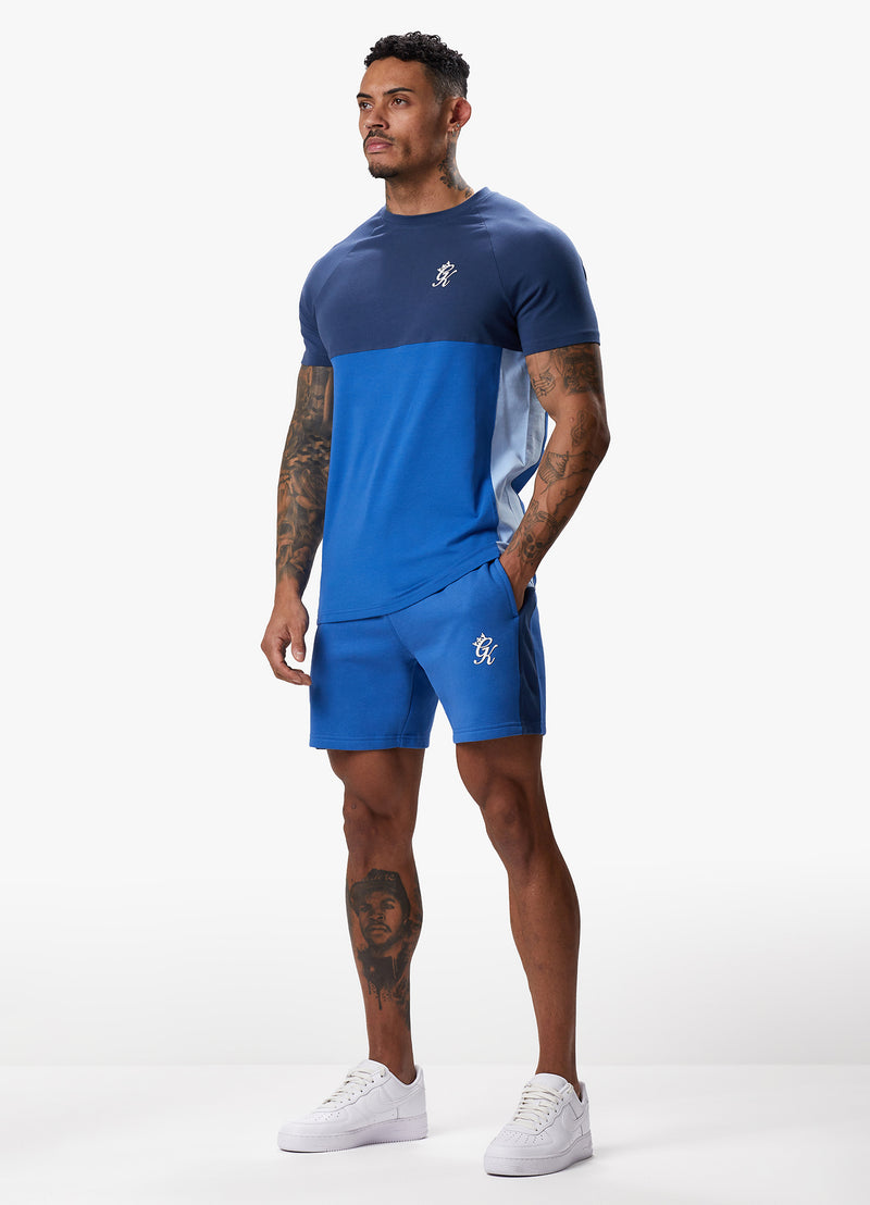 Gym King Contrast Panel Fleece Short - Riviera Blue/Sky Blue