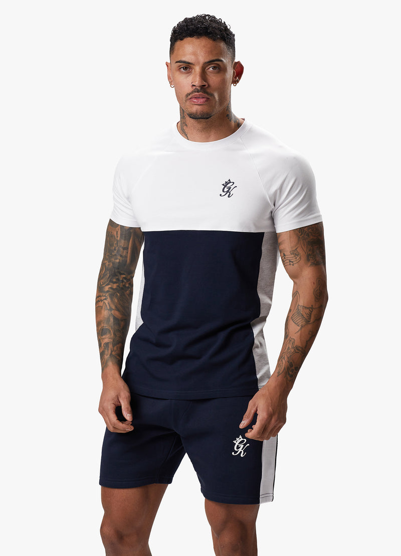 Gym King Contrast Panel Jersey Tee - Navy/White