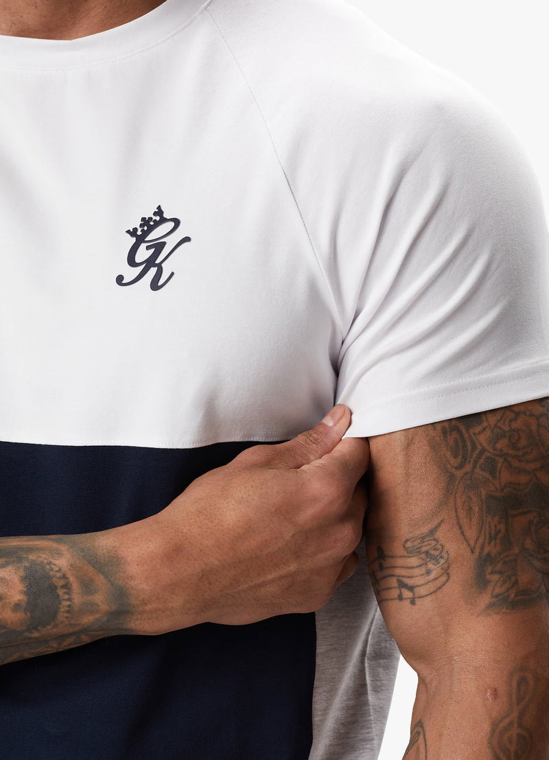 Gym King Contrast Panel Jersey Tee - Navy/White