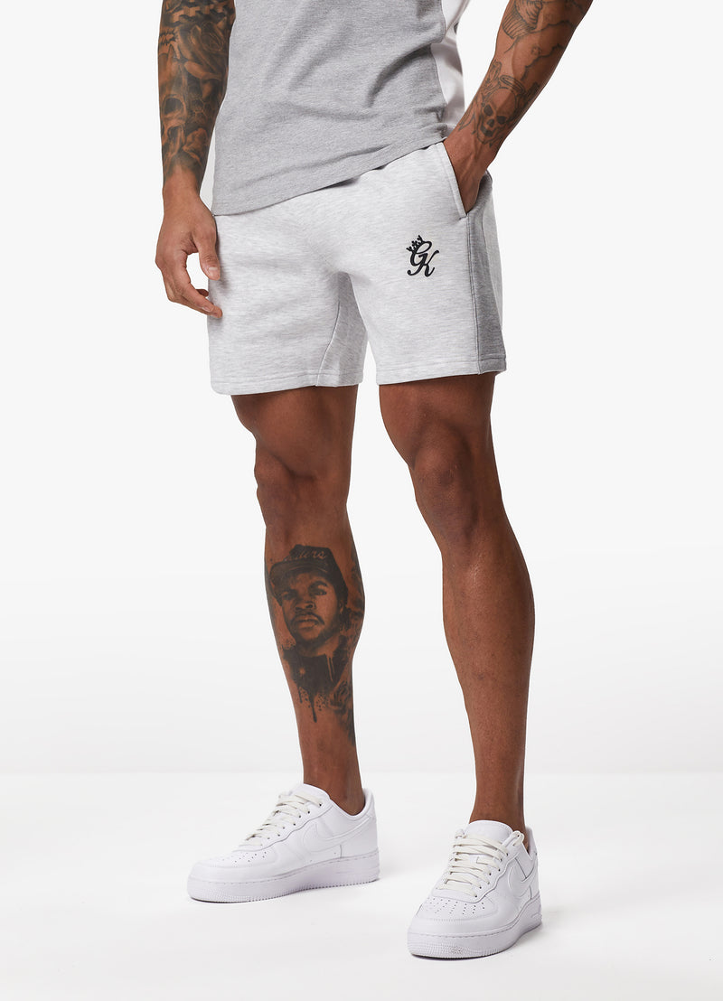 Gym King Contrast Panel Fleece Short - Snow Marl/Light Grey/White