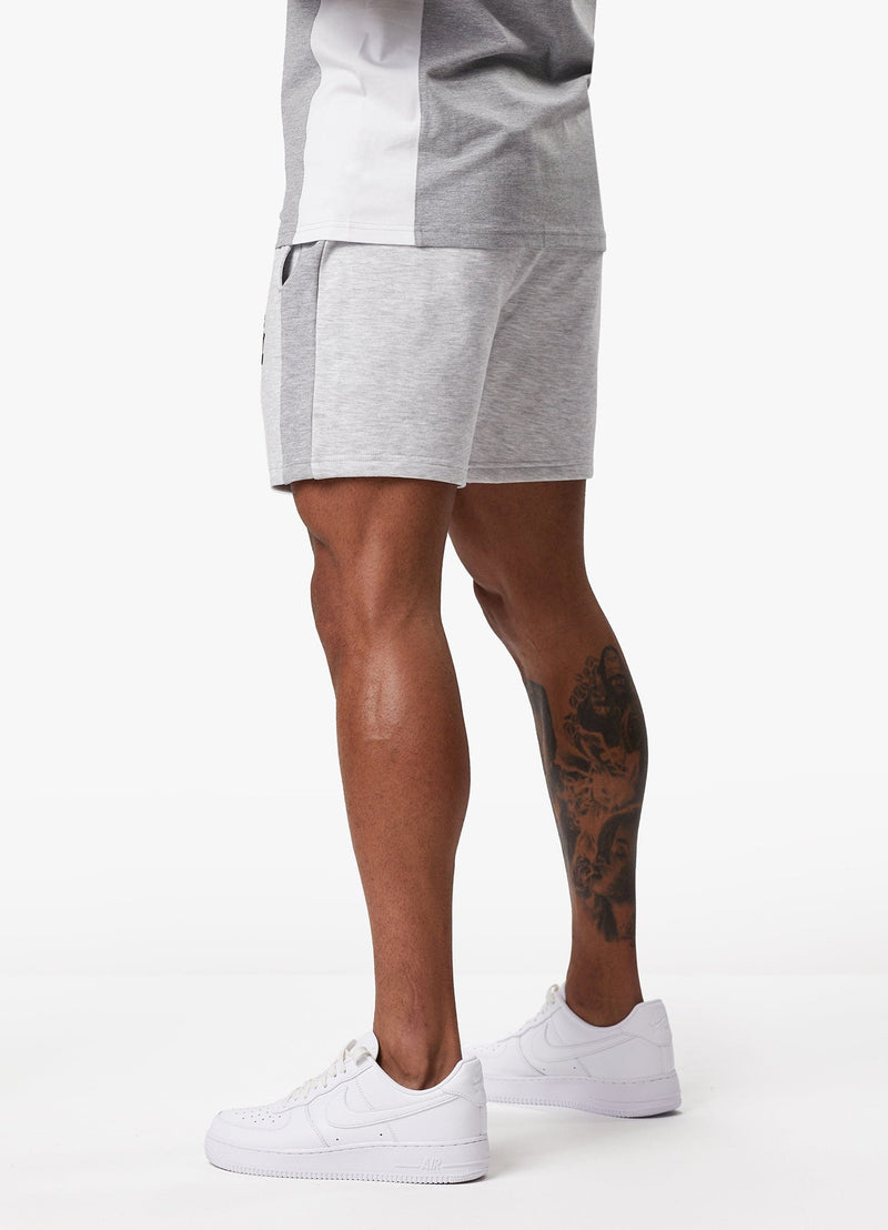 Gym King Contrast Panel Fleece Short - Snow Marl/Light Grey/White