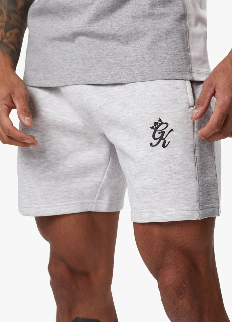 Gym King Contrast Panel Fleece Short - Snow Marl/Light Grey/White