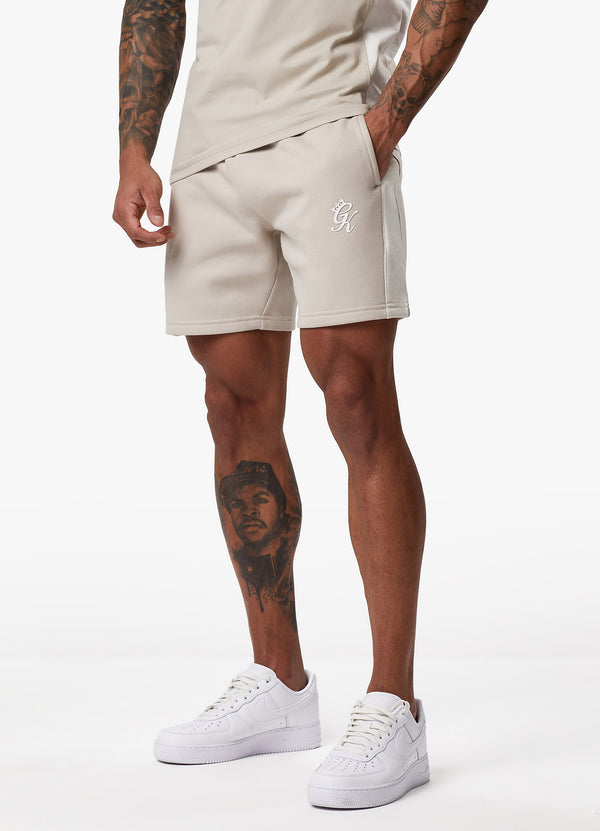 Gym King Contrast Panel Fleece Short - Taupe/Light Stone/White