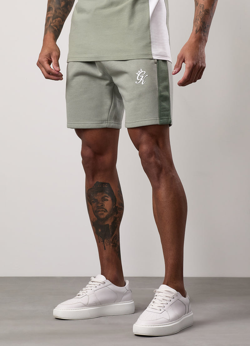 Gym King Contrast Panel Short - Fern Green/Soft Khaki/White