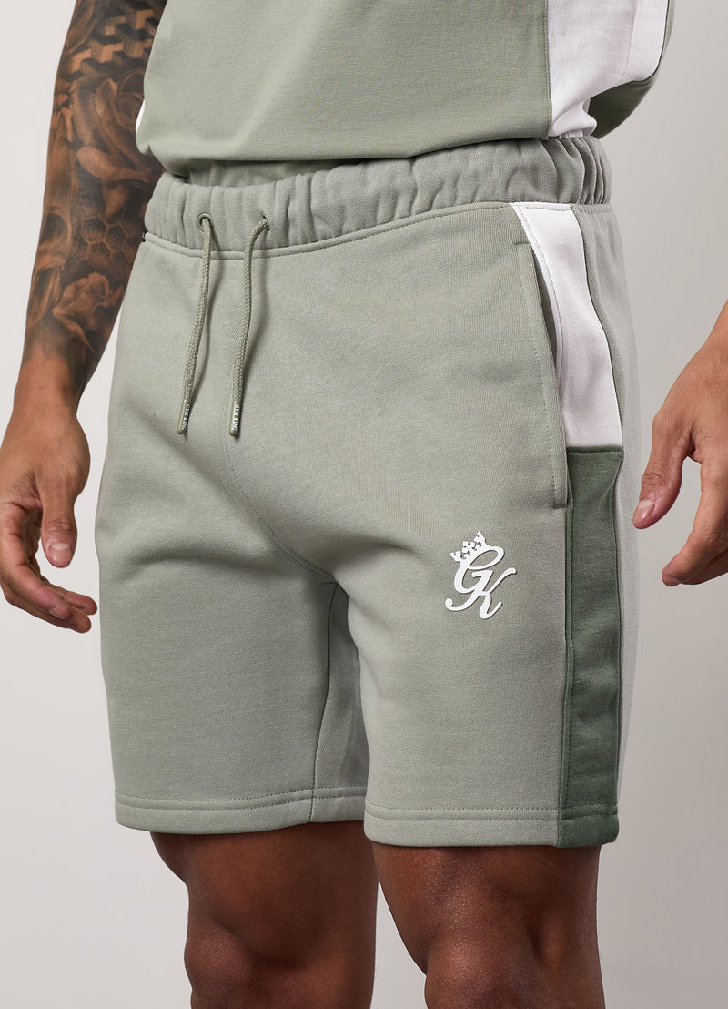 Gym King Contrast Panel Short - Fern Green/Soft Khaki/White