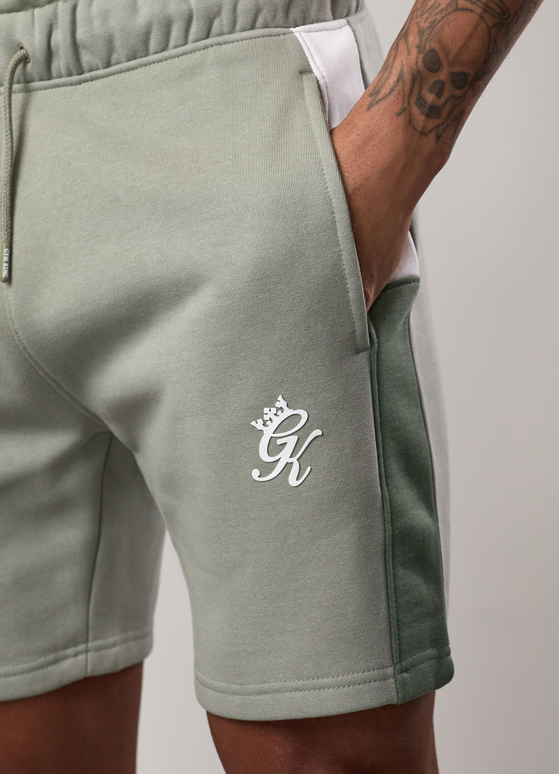 Gym King Contrast Panel Short - Fern Green/Soft Khaki/White