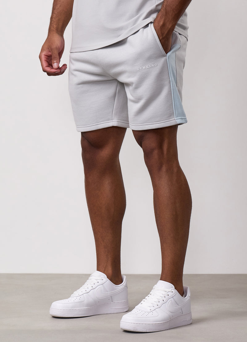 Gym King Contrast Panel Short - Light Grey/Sky Blue