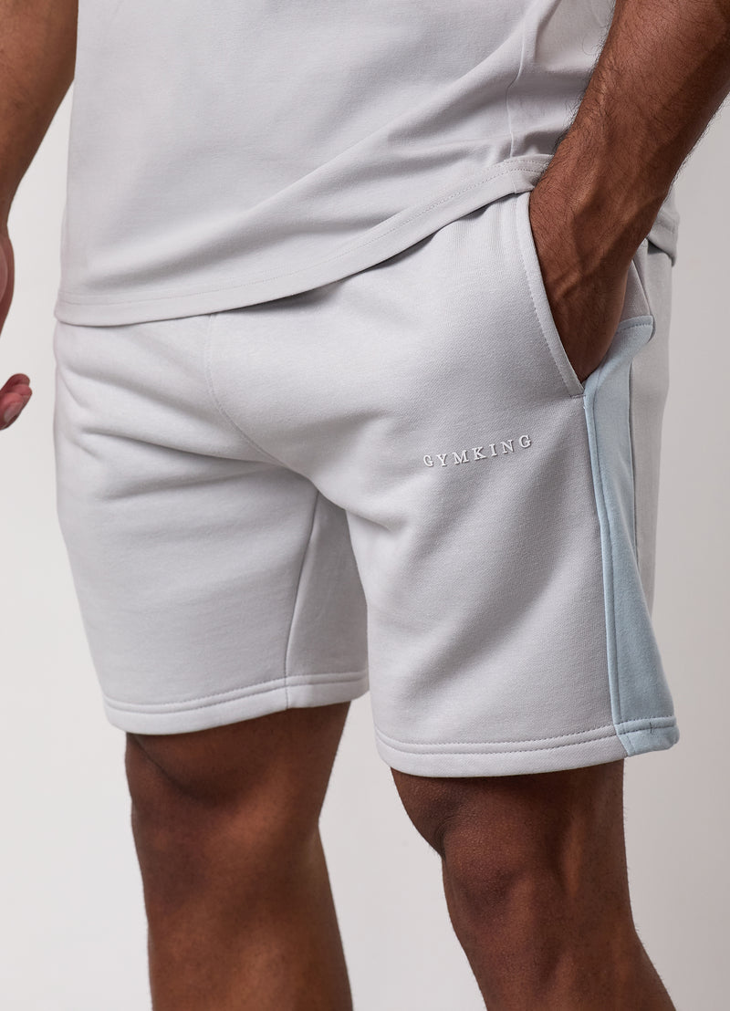Gym King Contrast Panel Short - Light Grey/Sky Blue