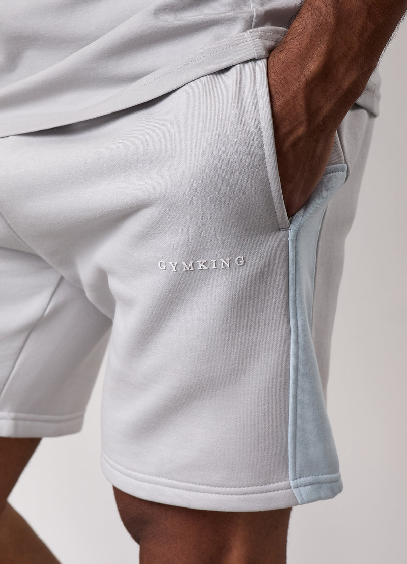 Gym King Contrast Panel Short - Light Grey/Sky Blue