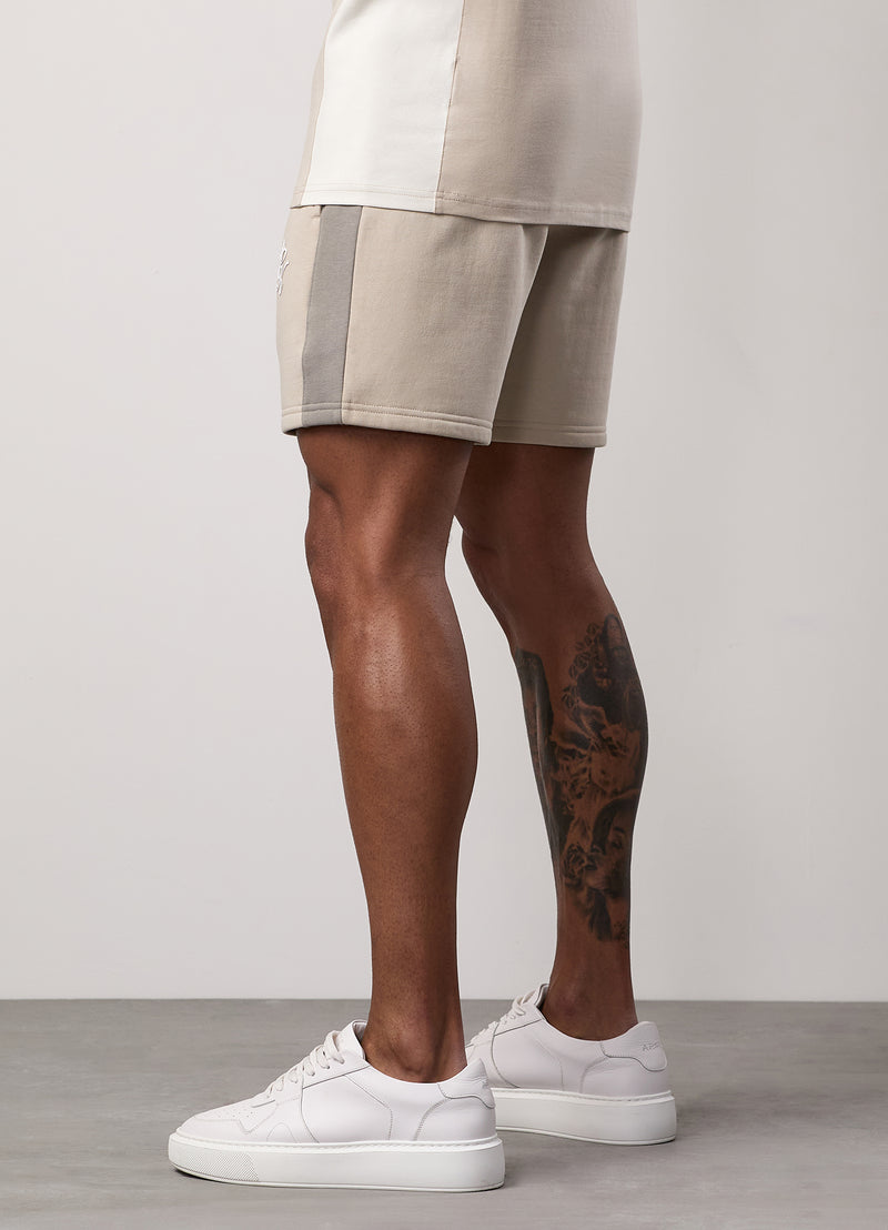 Gym King Contrast Panel Fleece Short - Taupe/Light Stone/White