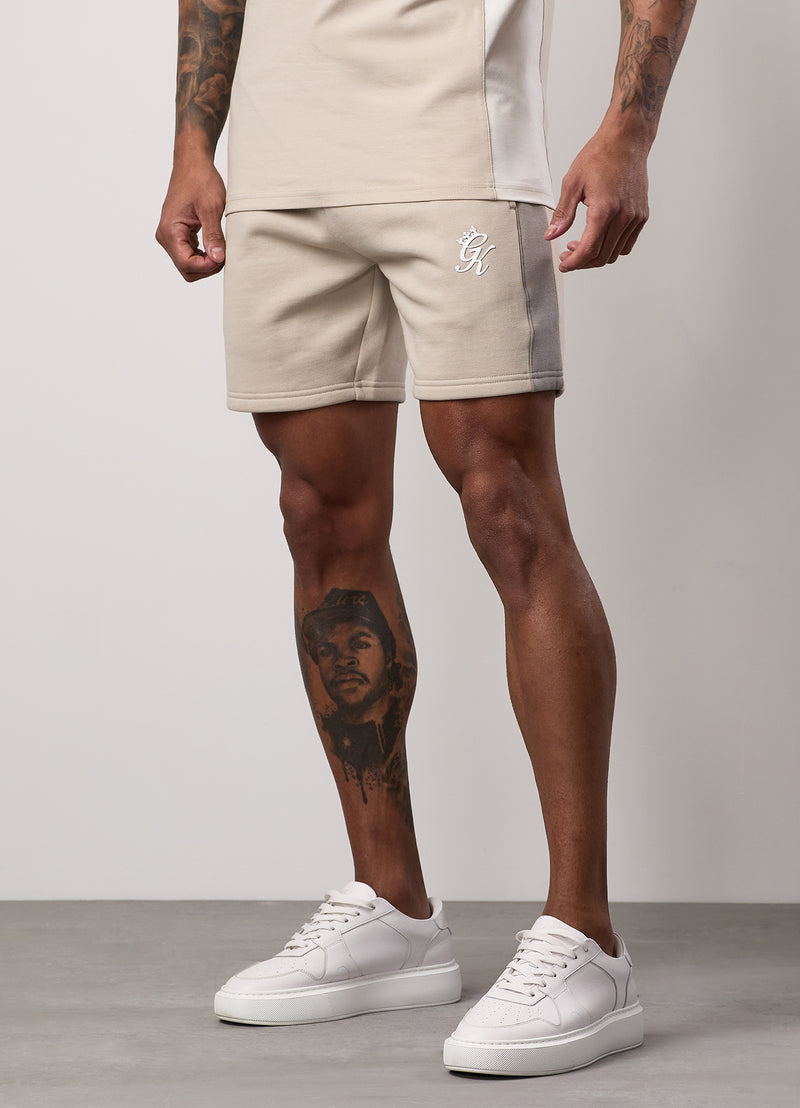 Gym King Contrast Panel Fleece Short - Taupe/Light Stone/White