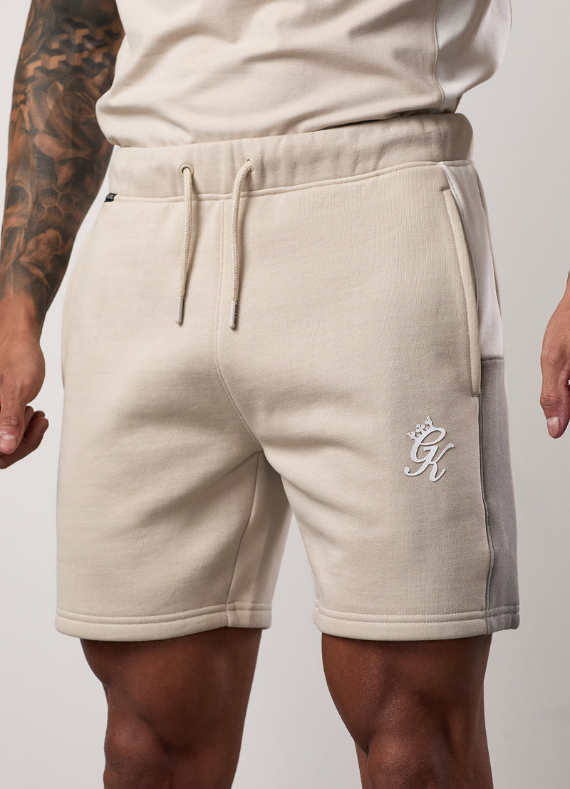 Gym King Contrast Panel Fleece Short - Taupe/Light Stone/White