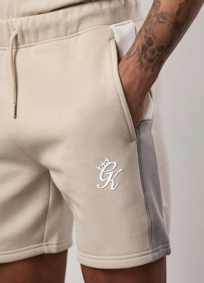 Gym King Contrast Panel Fleece Short - Taupe/Light Stone/White