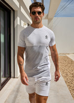 Gym King Contrast Panel Jersey T-Shirt - Snow Marl/Light Grey/White thumbnail