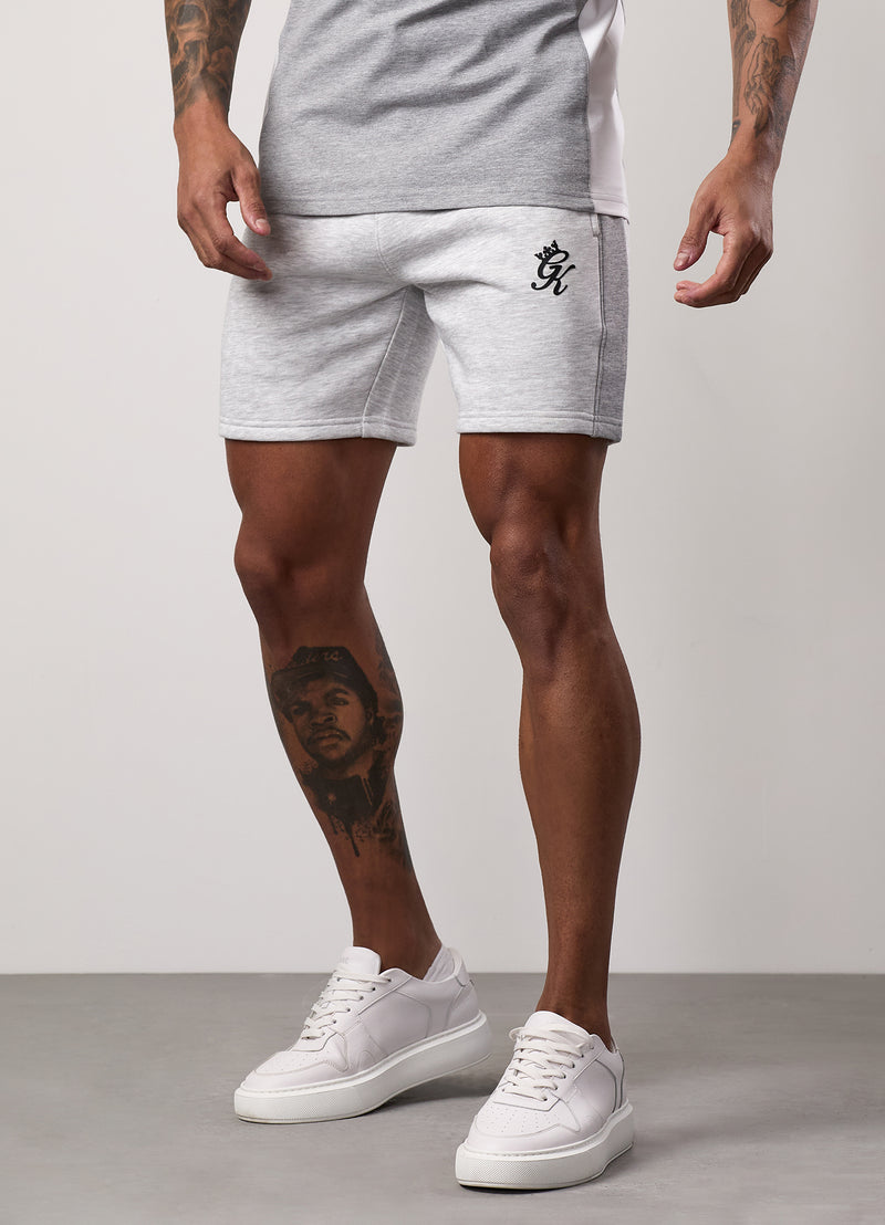 Gym King Contrast Panel Fleece Short - Snow Marl/Light Grey/White