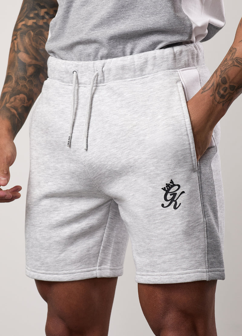 Gym King Contrast Panel Fleece Short - Snow Marl/Light Grey/White