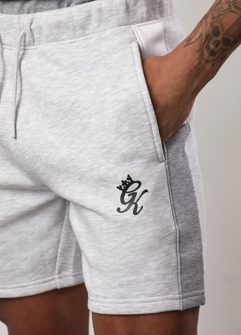 Gym King Contrast Panel Fleece Short - Snow Marl/Light Grey/White