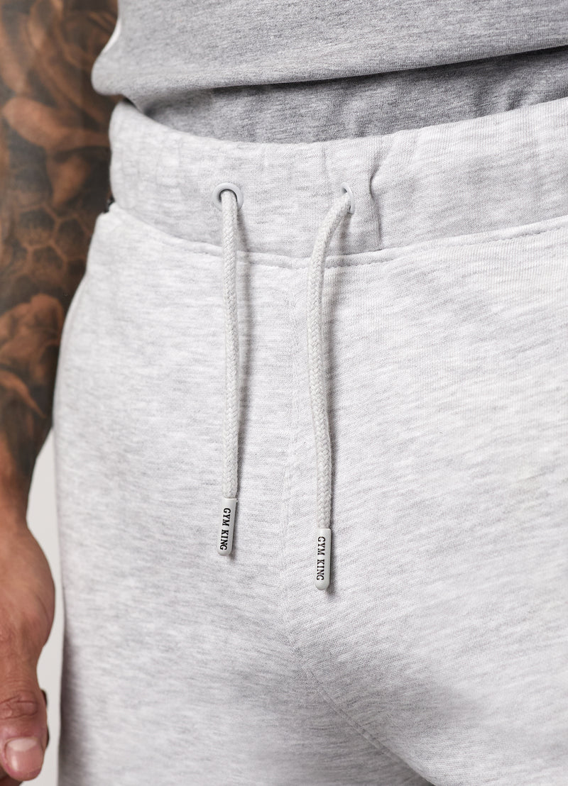 Gym King Contrast Panel Fleece Short - Snow Marl/Light Grey/White