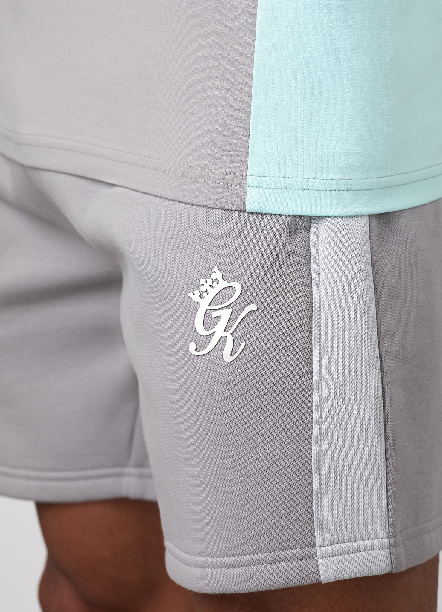 Gym King Contrast Panel Short - Urban Grey/Light Grey/Mint