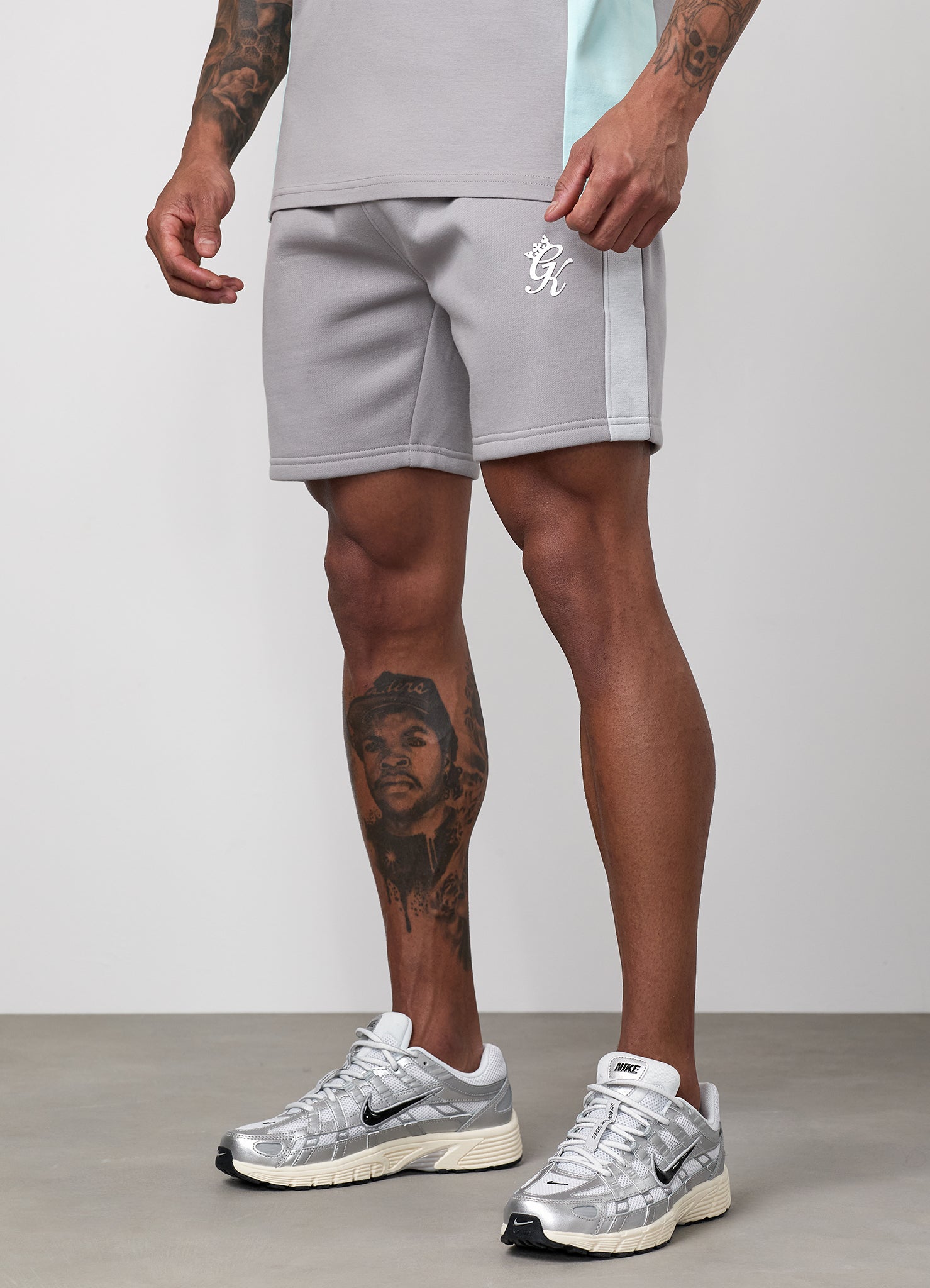 Gym King Contrast Panel Short - Urban Grey/Light Grey/Mint