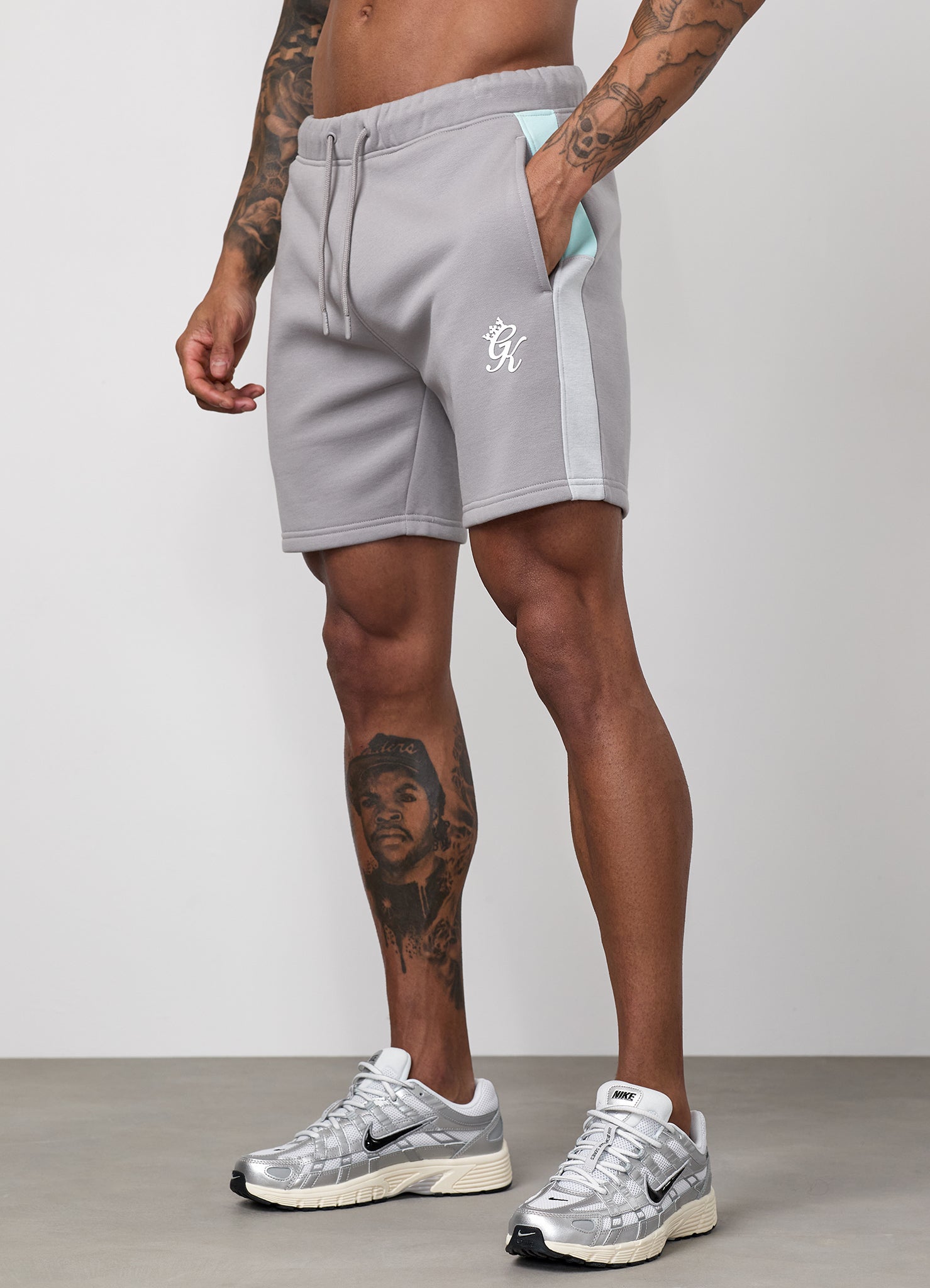 Gym King Contrast Panel Short - Urban Grey/Light Grey/Mint