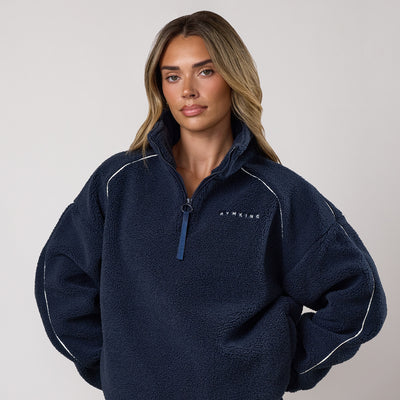 Gym King Contrast 1/4 Zip Fleece Sweatshirt - Indigo Blue