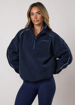 Gym King Contrast 1/4 Zip Fleece Sweatshirt - Indigo Blue thumbnail