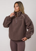 Gym King Contrast 1/4 Zip Fleece Sweatshirt - Deep Mocha thumbnail