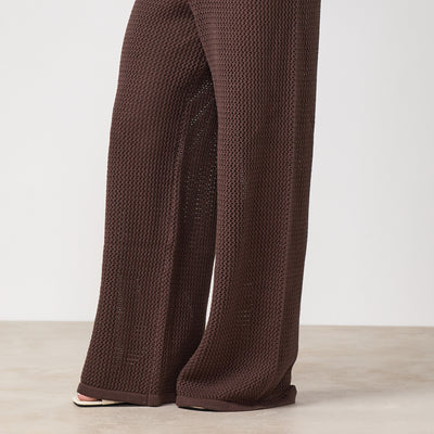 Gym King Crochet Trousers - Coffee