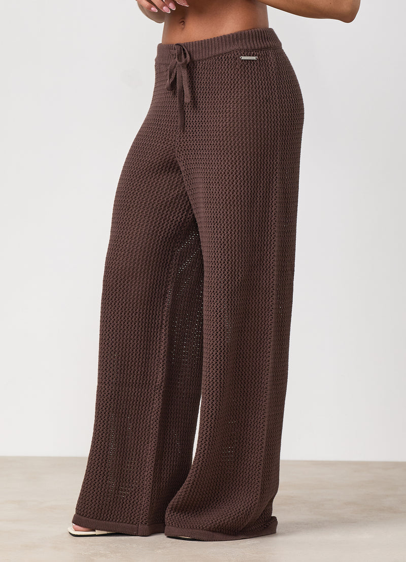 Gym King Crochet Trousers - Coffee