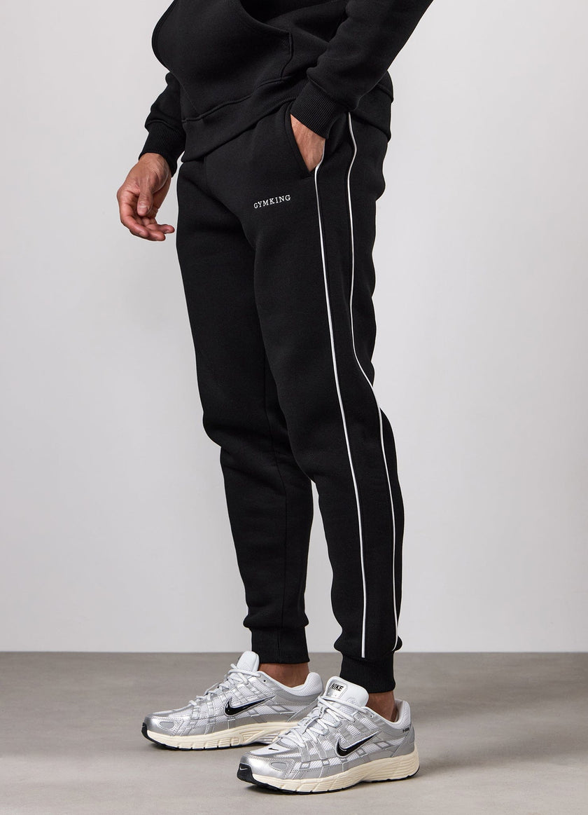 Gym King Core Piped Fleece Jogger - Black