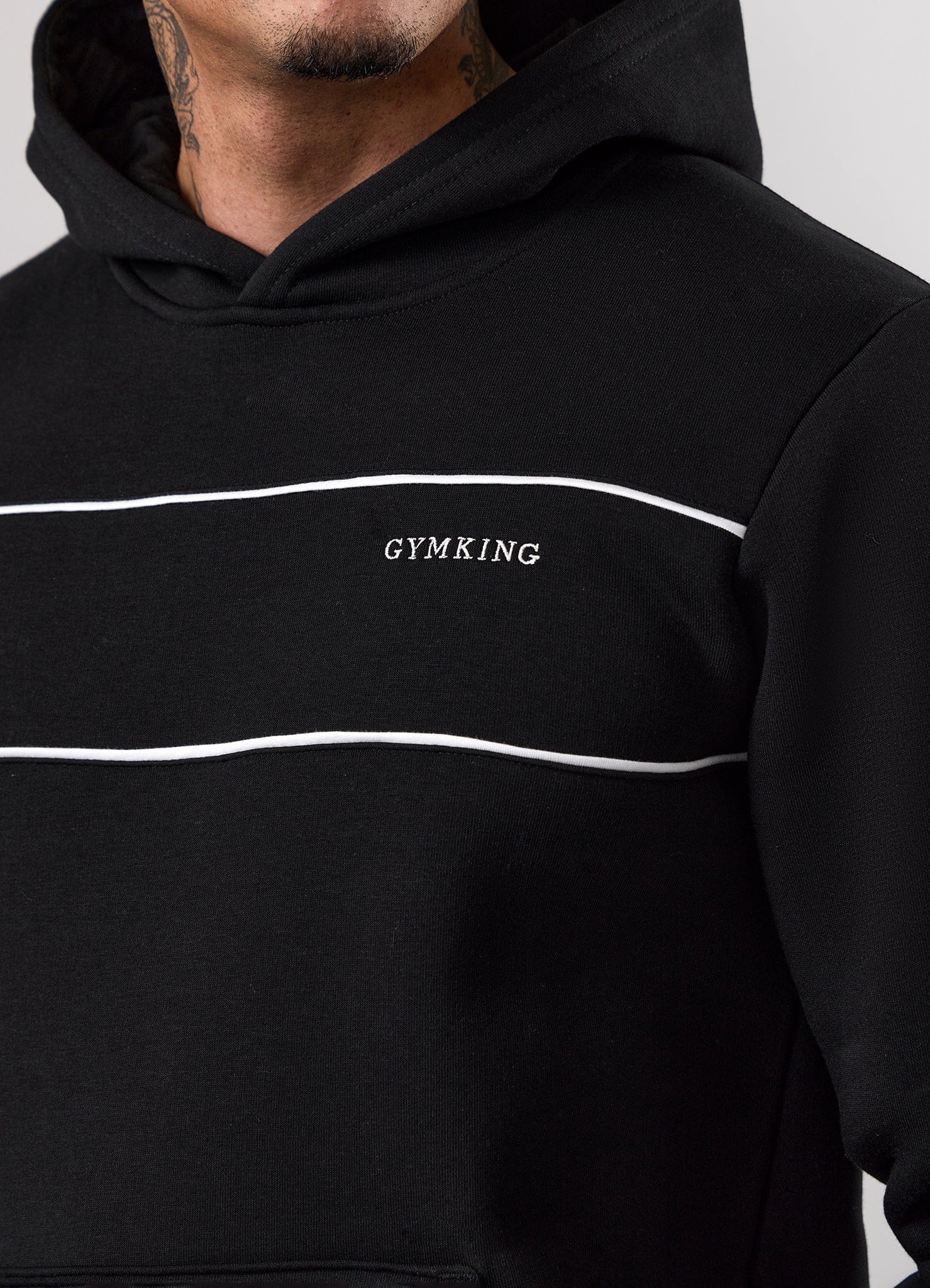 Gym King Core Piped Fleece Hood - Black