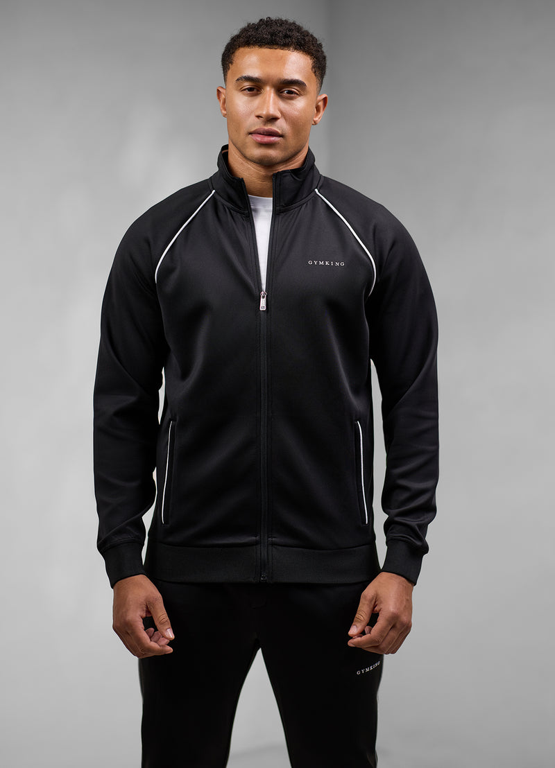 Gym King Core Piped Full Zip Funnel - Black
