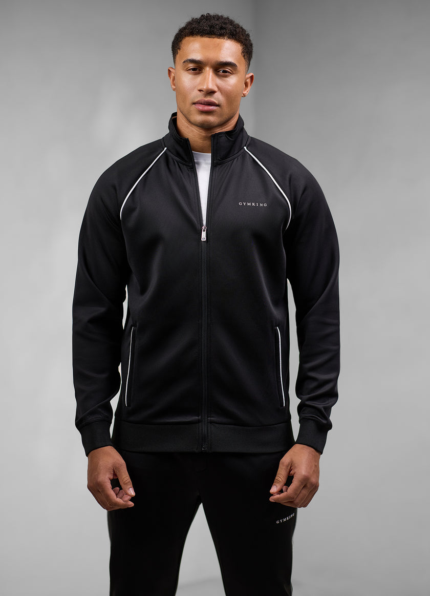 Gym King Core Piped Full Zip Funnel - Black
