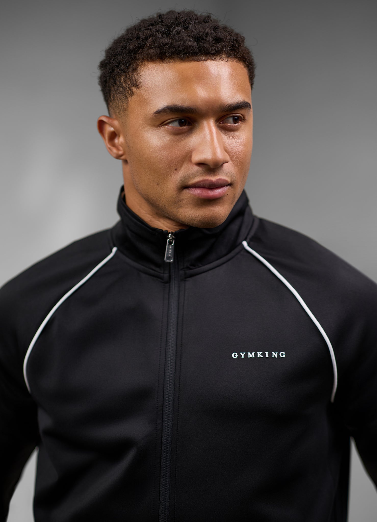 Gym King Core Piped Full Zip Funnel - Black