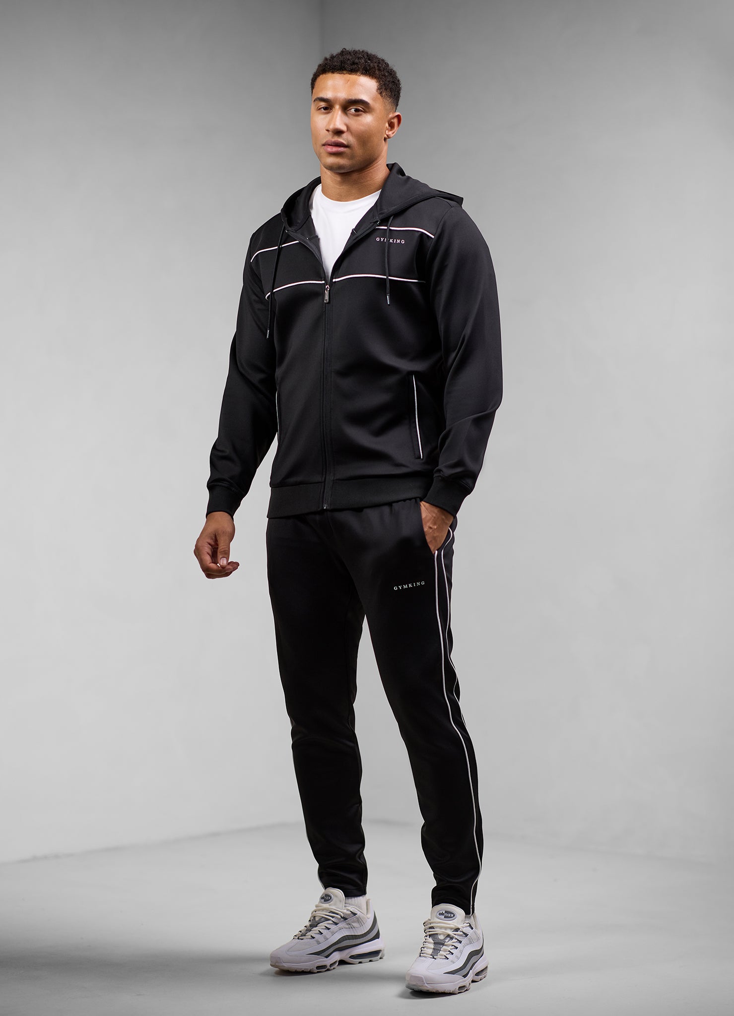 Gym King Core Piped Full Zip Hood - Black