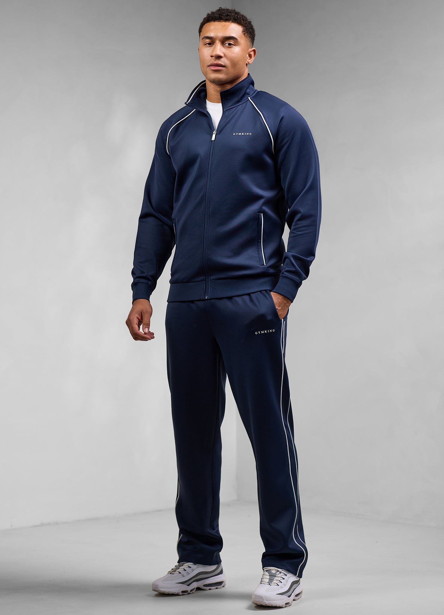 Gym King Core Piped Full Zip Tracksuit - Navy