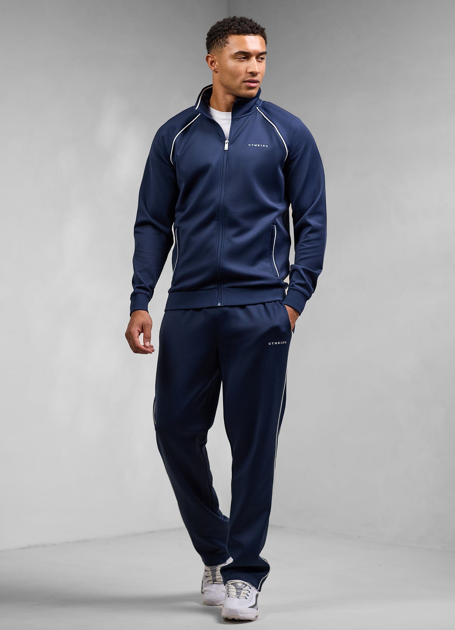 Gym King Core Piped Full Zip Tracksuit - Navy