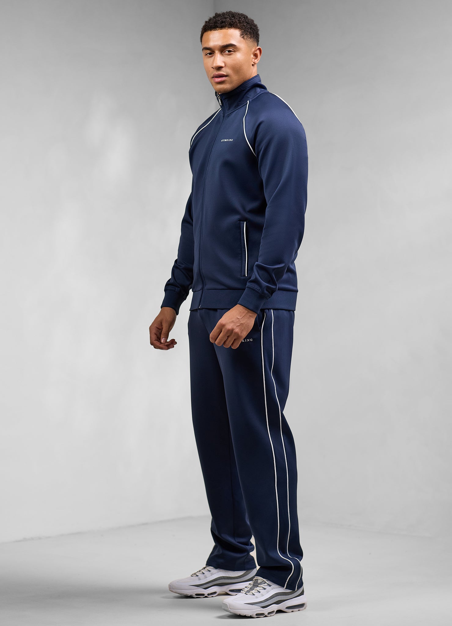 Gym King Core Piped Full Zip Funnel - Navy