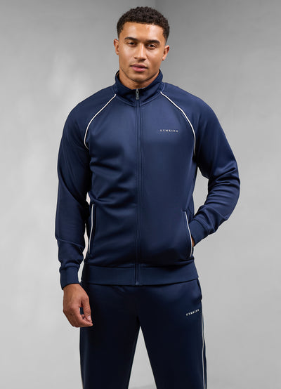 Gym King Core Piped Full Zip Funnel - Navy