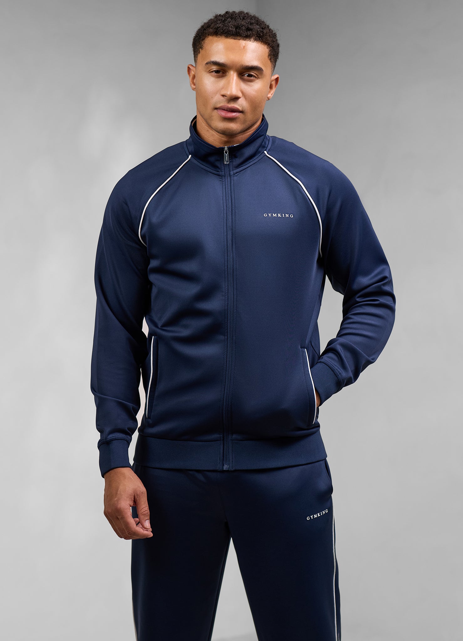 Gym King Core Piped Full Zip Tracksuit - Navy