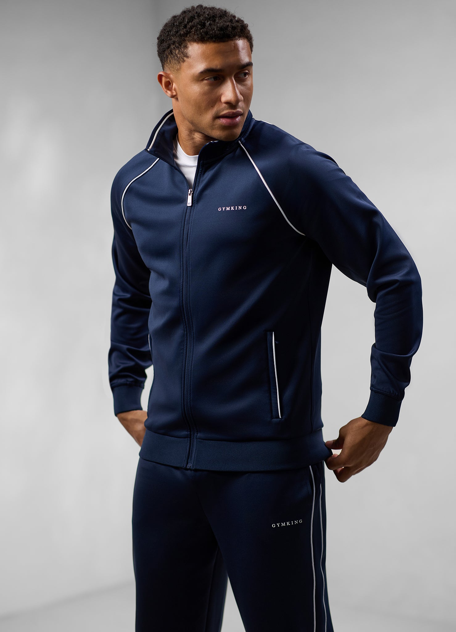 Gym King Core Piped Full Zip Tracksuit - Navy
