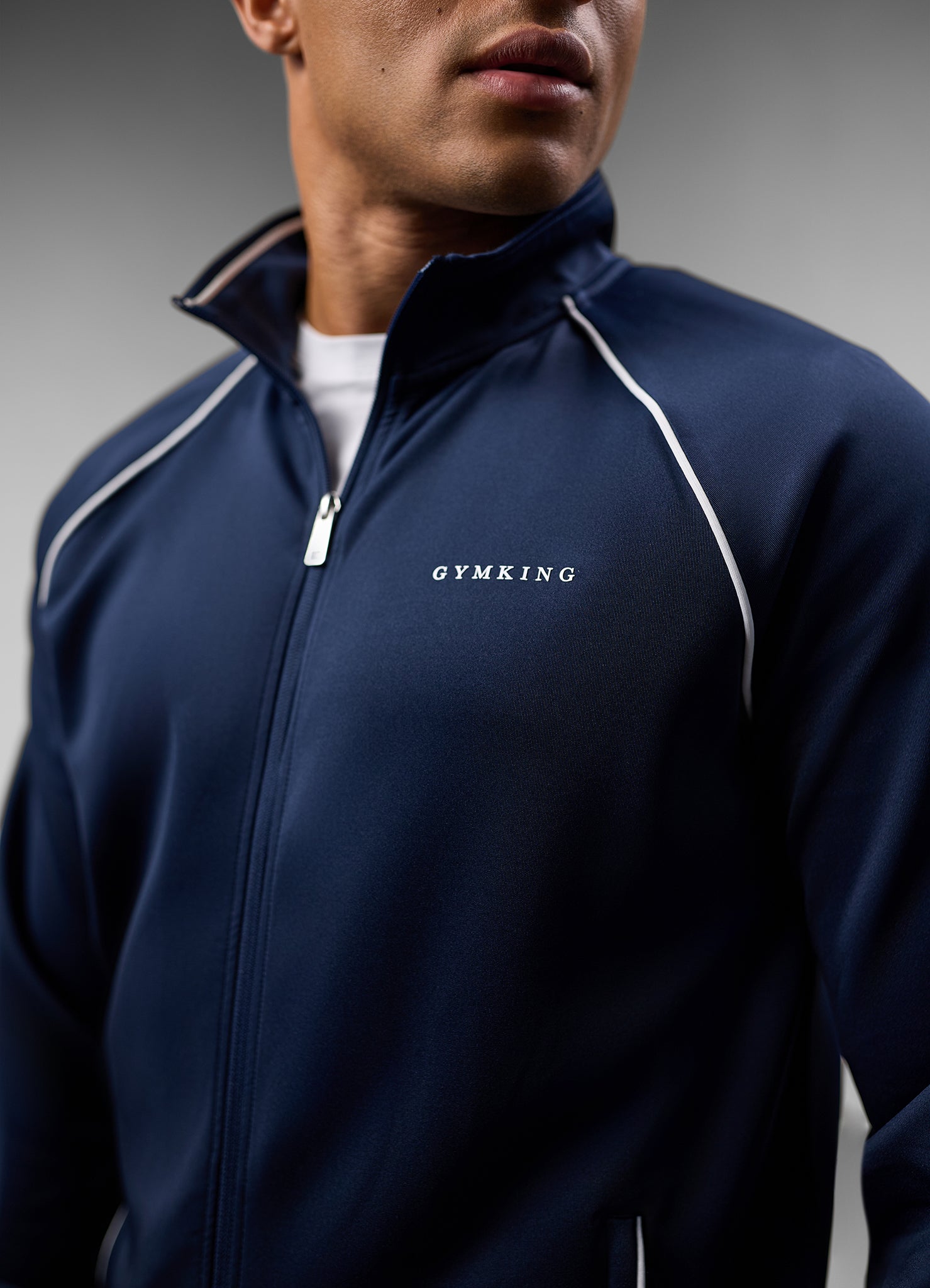 Gym King Core Piped Full Zip Funnel - Navy