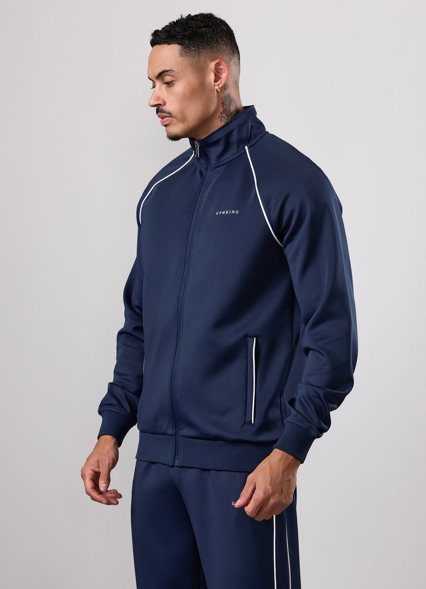 Gym King Core Piped Full Zip Funnel - Navy