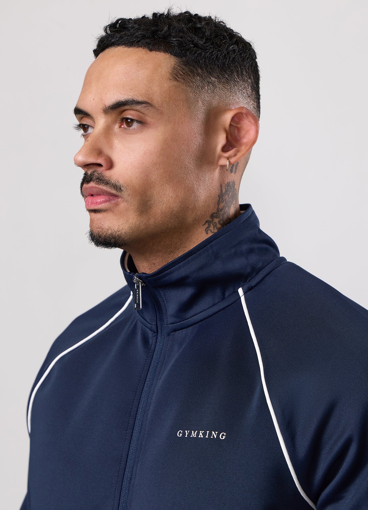 Gym King Core Piped Full Zip Funnel - Navy
