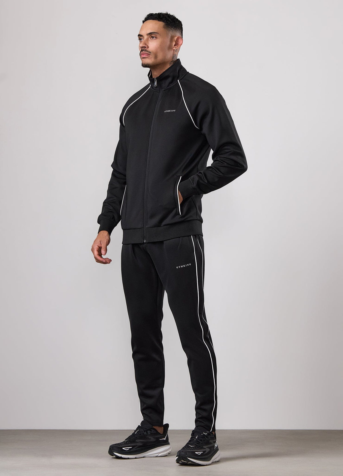 Gym King Core Piped Full Zip Tracksuit - Black