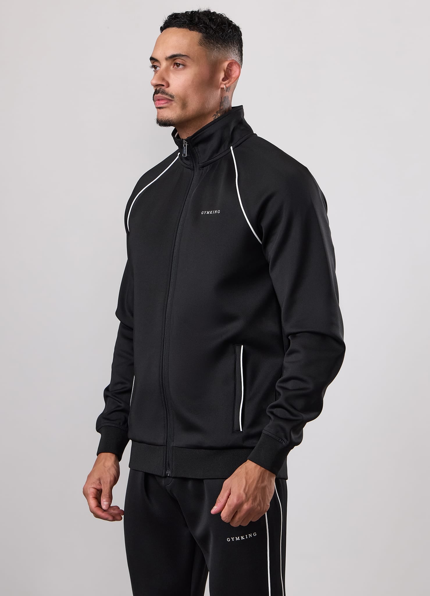 Gym King Core Piped Full Zip Funnel - Black