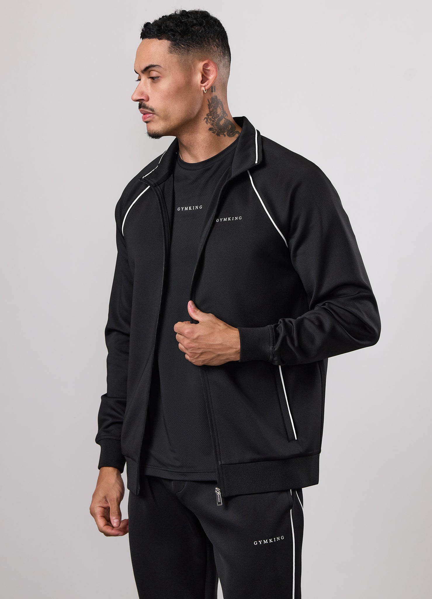 Gym King Core Piped Full Zip Funnel - Black